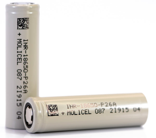 2 X Molicel P28A 18650 2600mAh Batteries